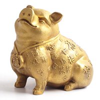 玄众阁 金猪吉祥物补角猪形饰品铜猪摆件西北缺角化解金属生肖猪