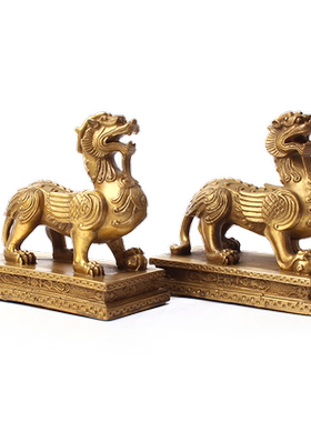 玄众阁 铜貔貅摆件一对铜器天禄装饰品电视柜火纹金属双翅皮丘