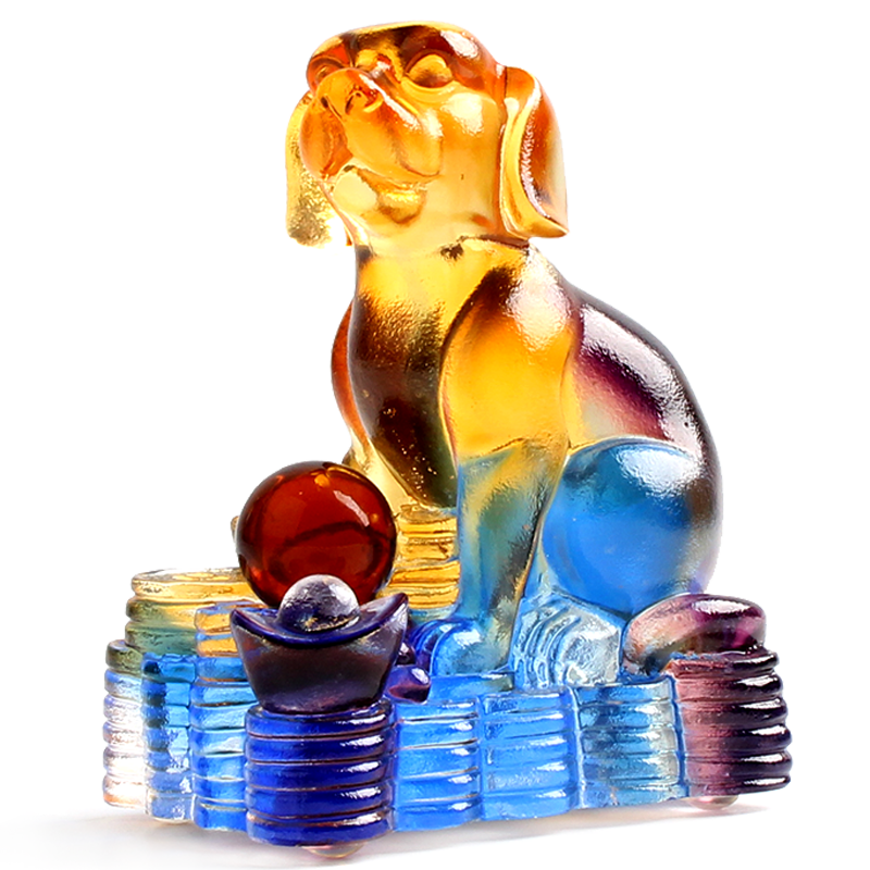 琉璃狗摆件金狗饰品守财狗