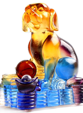 琉璃狗摆件金狗饰品守财狗