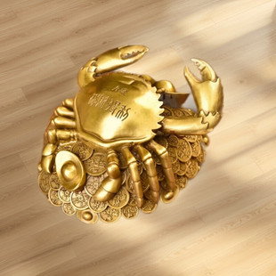 玄众阁 横行无忌天机蟹九运吉祥物摆件铜螃蟹横财得利金属铜蟹