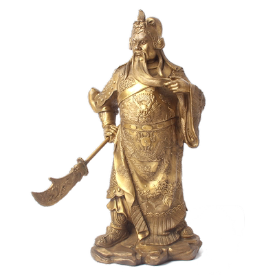 玄众阁 武财神铜像关羽摆件神像饰品 风水金属关公佛像工艺品