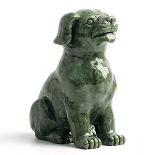 玄众阁 玉石金狗摆件石狗属相石雕属狗石头十二生肖狗形玉狗饰品