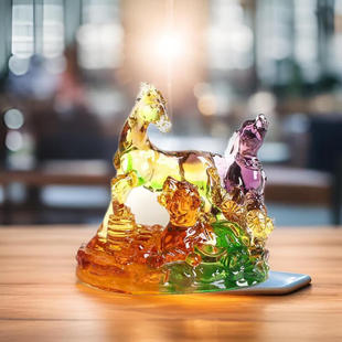 玄众阁 琉璃马虎狗摆件12生肖饰品三合局贵人吉祥物午寅戌属相