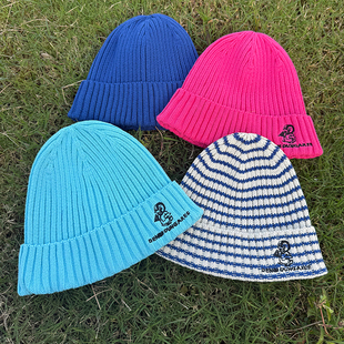 日系儿童线帽秋冬男童女童薄款针织毛线帽小童宝宝套头护耳帽冬帽