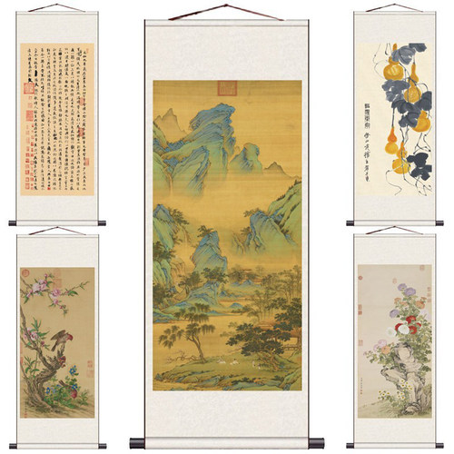王羲之兰亭序画心装裱卷轴手卷画