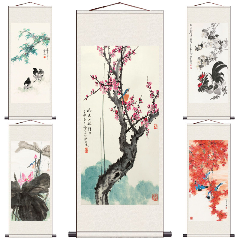 纯手绘真迹国画水墨书画装饰挂画中式工笔花鸟客厅办公室牡丹荷花