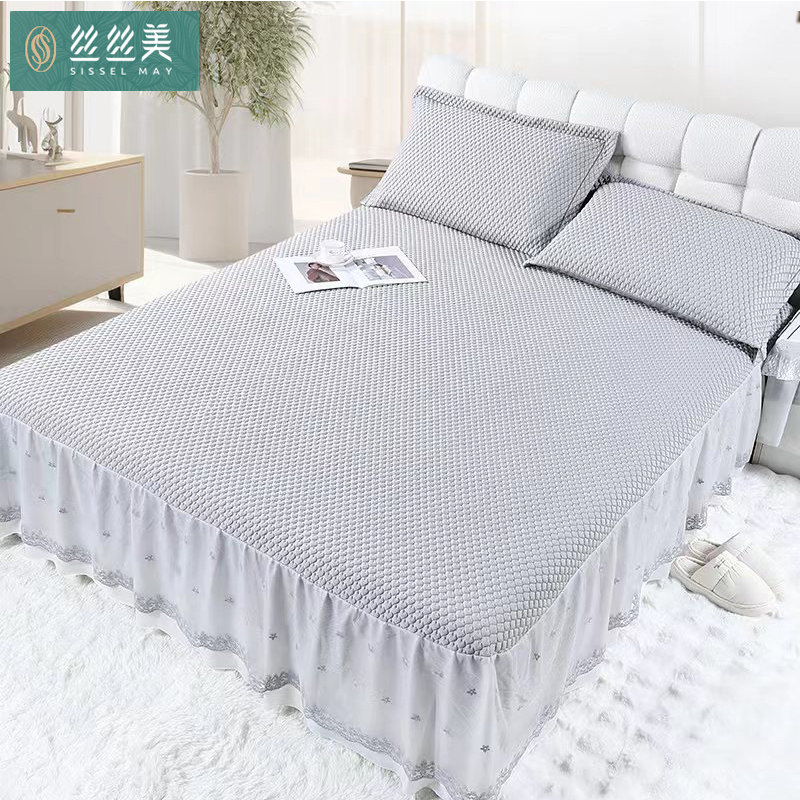 丝丝美凉席爱心豆豆凉感冰丝席夏季床裙家用可水洗折叠空调软席子