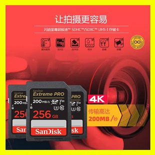 闪迪256g大卡sd卡单反高速相机内存卡摄像机存储卡4K微单存储卡sd