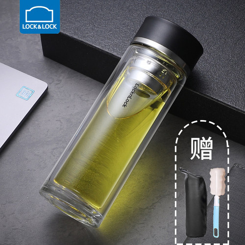 乐扣乐扣茶水分离商务双层玻璃杯