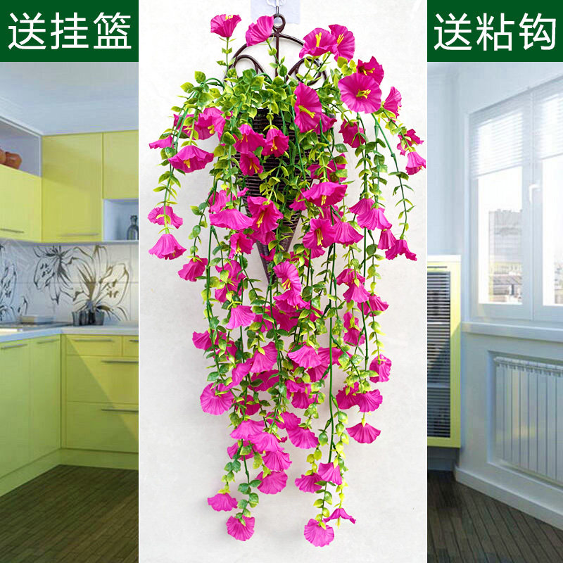 仿真藤蔓装饰牵牛花塑料壁挂藤条仿真绢花客厅室内吊篮假花装饰品,鲜花速递/花卉仿真/绿植园艺,仿真花,淘宝优惠券,粉丝福利购,淘宝优惠卷