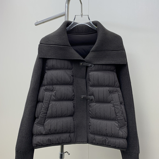 时尚 90白鸭绒轻薄短款 外套 磁吸扣针织翻领羽绒服女2025冬新款 BZG