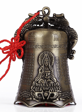 仿古仿青铜铃铛摆件合金双龙观音寺庙屋檐挂钟客厅卧室保平安车挂