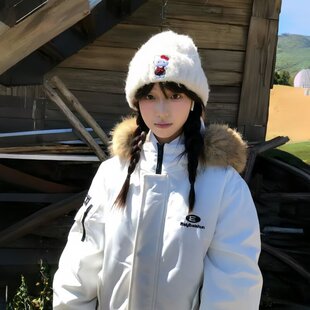2026韩系新款女情侣工装棉服短款派克冬季白色毛领美式大棉衣加厚