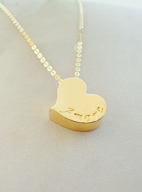 14K金爱心项链女款黄金心形吊坠锁骨链简约百搭颈链送女友礼物
