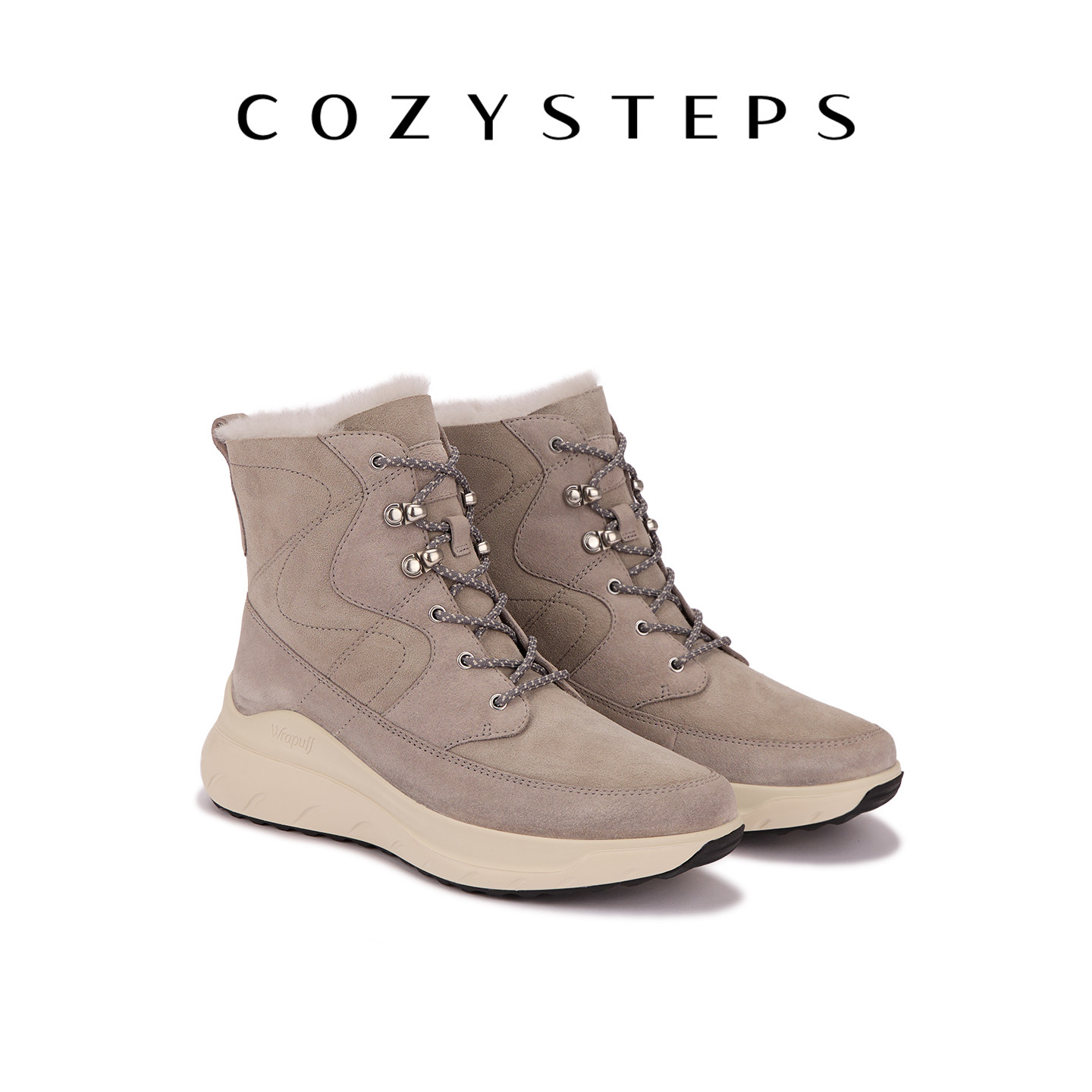 COZY STEPS可至 AIRSHOP运动雪地靴防泼水系带中筒靴厚底女26秋冬