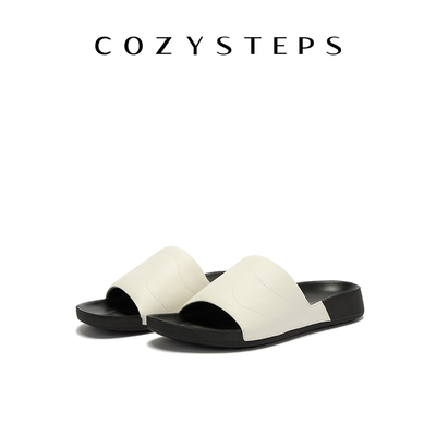 COZY STEPS可至男女款26夏季新款透气头层牛皮厚底拖鞋凉鞋情侣款