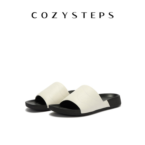 COZY STEPS可至男女款26夏季新款透气头层牛皮厚底拖鞋凉鞋情侣款