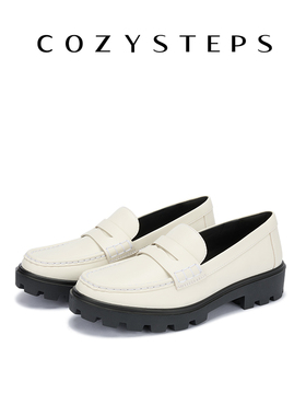 COZY STEPS可至女士26春夏新款头层牛皮厚底增高乐福鞋女单鞋