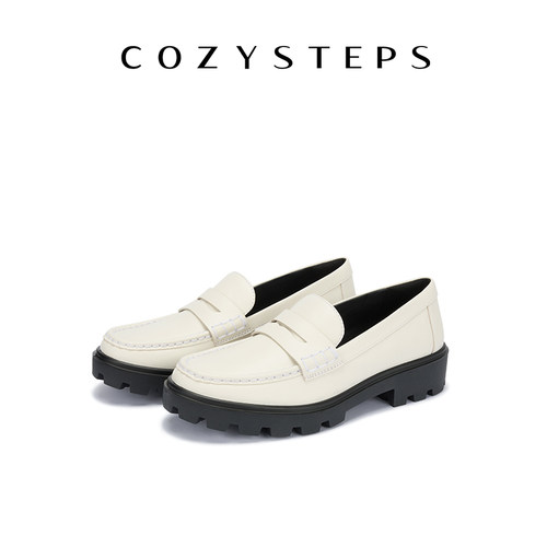 COZY STEPS可至女士26春夏新款头层牛皮厚底增高乐福鞋女单鞋