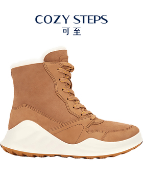 COZY STEPS可至冬季运动系列时尚圆头系带平底女式厚底雪地靴8090