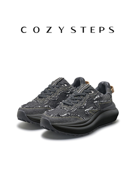 COZY STEPS可至复古女士时尚休闲鞋潮流破裂牛仔丹宁潮流运动鞋