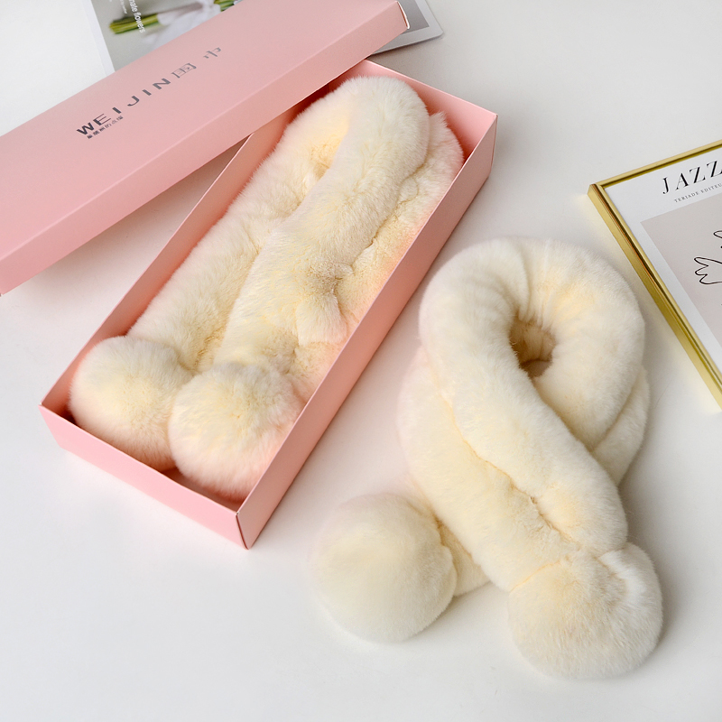 护颈围脖皮草懒兔双球颈围脖加厚