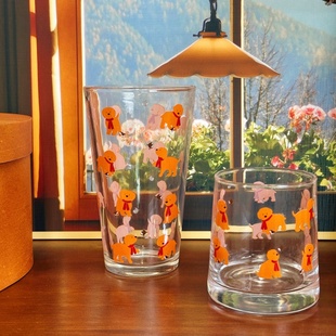 王路飞の法式复古小狗杯子特别好看的水杯玻璃杯家用耐高温高颜值