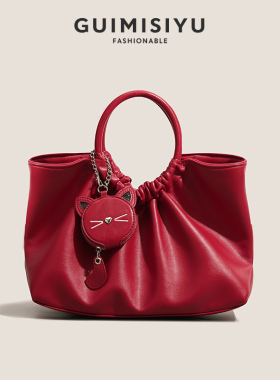 GUIMISIYU原创小众红色包包2026新款大容量托特包手提婚包新娘包