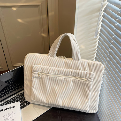 手拎电脑包秋冬灯芯绒布拉链包女