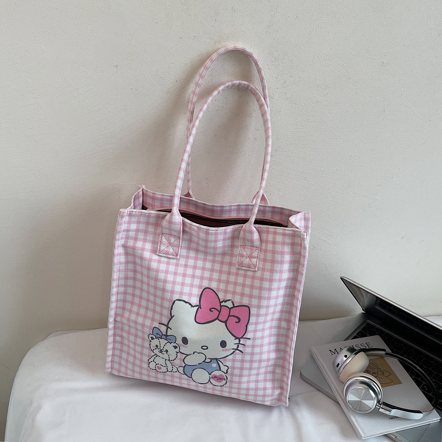 卡通帆布包包女大容量单肩托特包