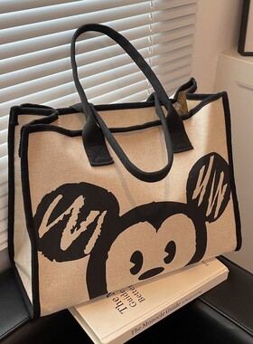 帆布包女大容量新款上班包包通勤大包卡通手提袋妈咪包单肩托特包