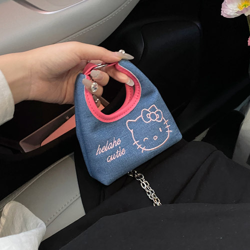 可爱卡通刺绣牛仔迷你小包包斜挎