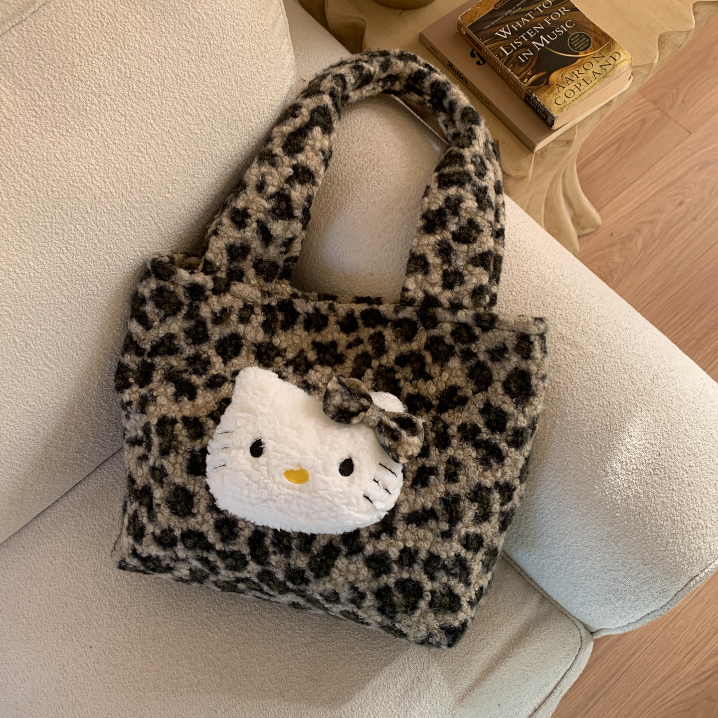 Primesister毛绒绒豹纹托特包