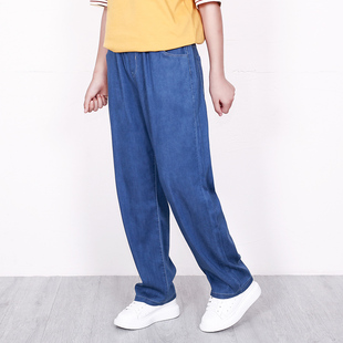 胖女童裤子春夏季薄款儿童天丝牛仔裤加肥加大防蚊裤宽松大童长裤