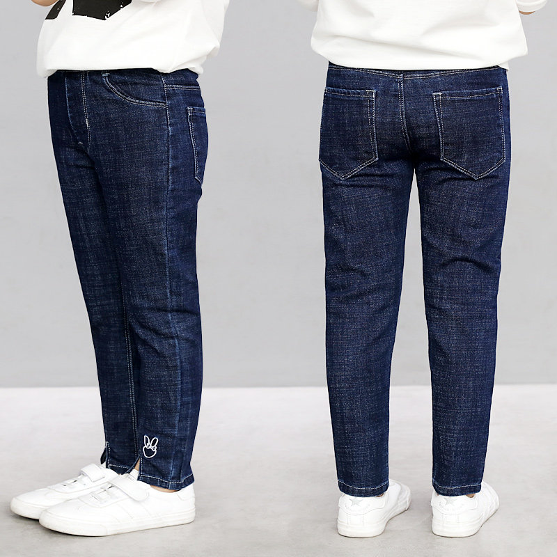 胖女童牛仔裤弹力宽松裤子中大童春秋胖女孩加肥大码高腰儿童长裤