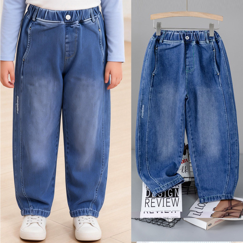 女童春款牛仔裤儿童休闲裤2025新款长裤儿童裤子加肥加大宽松胖童