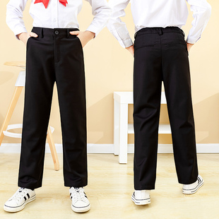 胖儿童西裤黑色宽松直筒小学生校服裤演出裤子加肥加大码男童女童