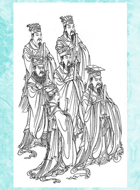 白描底稿阎罗王佛像国画题材