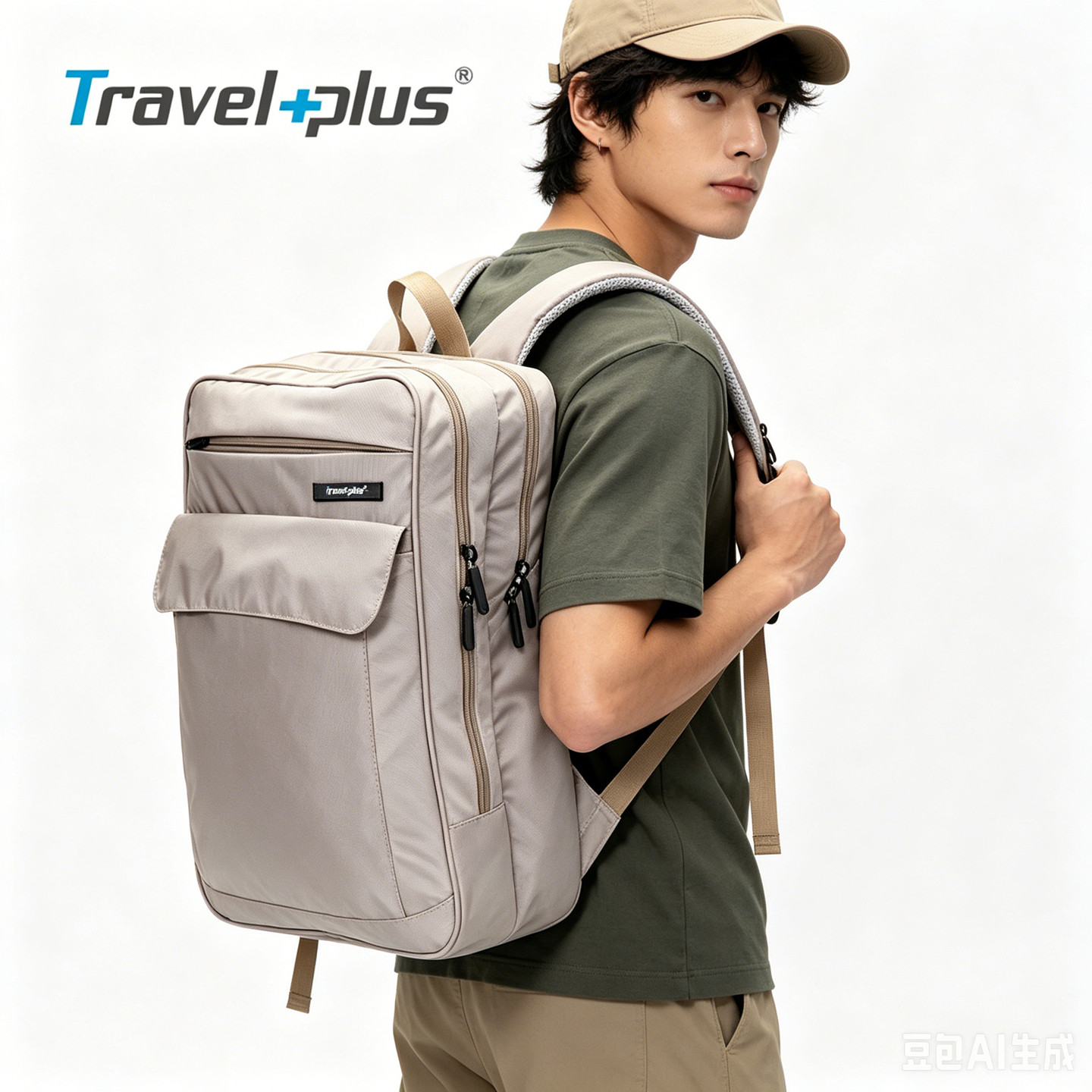 Travel Plus时尚休闲双肩包男大容量轻便电脑包通勤背包学生书包