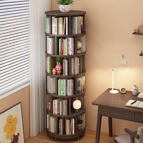 旋转书架落地置物架家用客厅书柜
