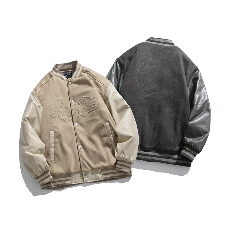 2026冬季新款男装日系潮流拼接棒球领加厚外套棉服JHJK298-F175,男装棉衣,电商A101（原外27）