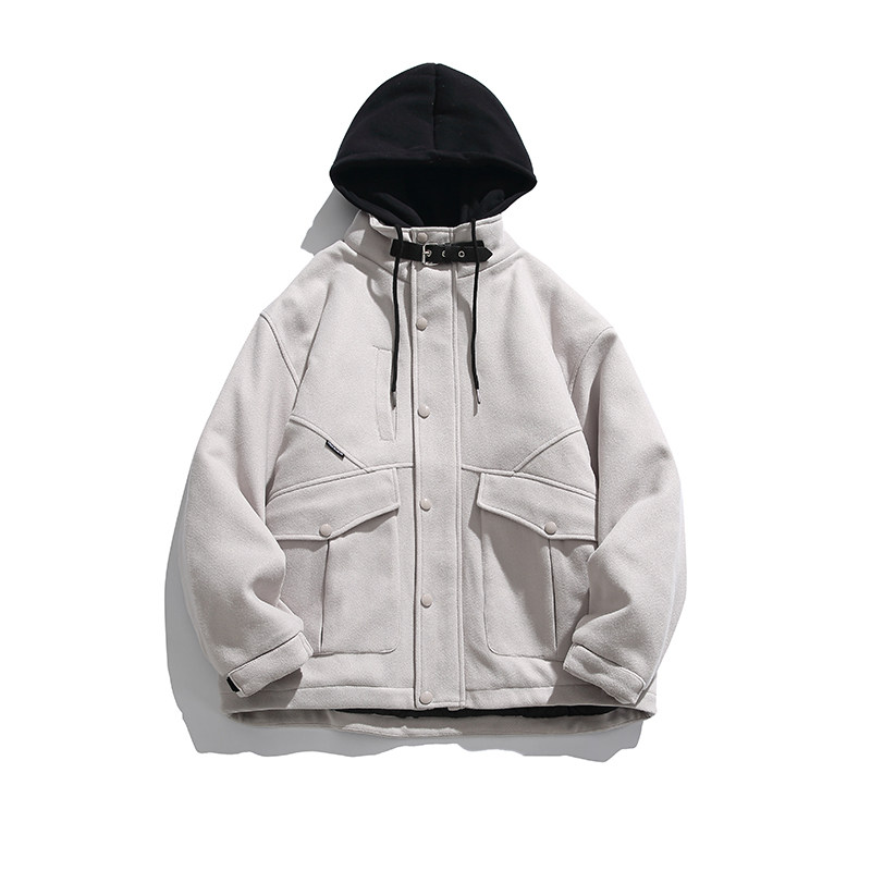 2026冬季新款男日系假两件工装连帽加厚毛呢外套棉服MY300-F195,男装棉衣,电商A101（原外27）