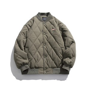 2026冬季新款男装日系潮流菱形格棒球领棉服加厚外套MY336-F175图片