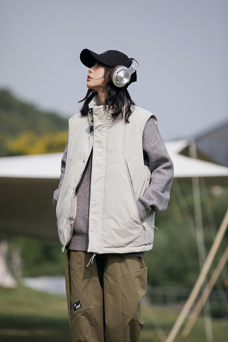 2026冬季新款男装日系潮流宽松纯色加厚棉服马甲外套MJ16-F165图片