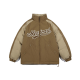 2026冬季新款男日系撞色字母刺绣立领宽松加厚棉服外套MY320-F205，男装棉衣，电商A101（原外27）
