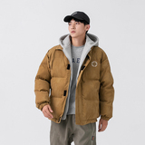 2026冬季新款男装日系潮流宽松假两件连帽棉衣棉服外套MY252-F205，男装棉衣，电商A101（原外27）