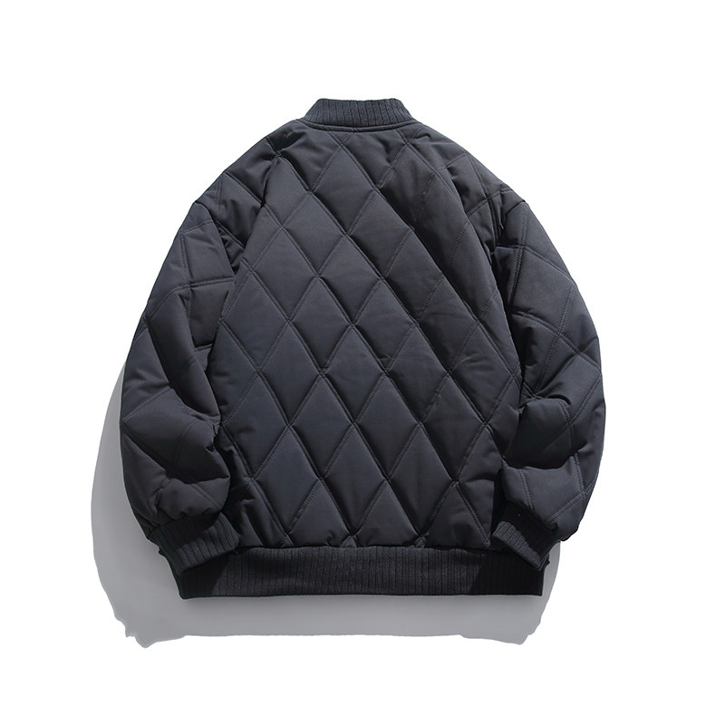 2026冬季新款男装日系潮流菱形格棒球领棉服加厚外套MY336-F175,男装棉衣,电商A101（原外27）