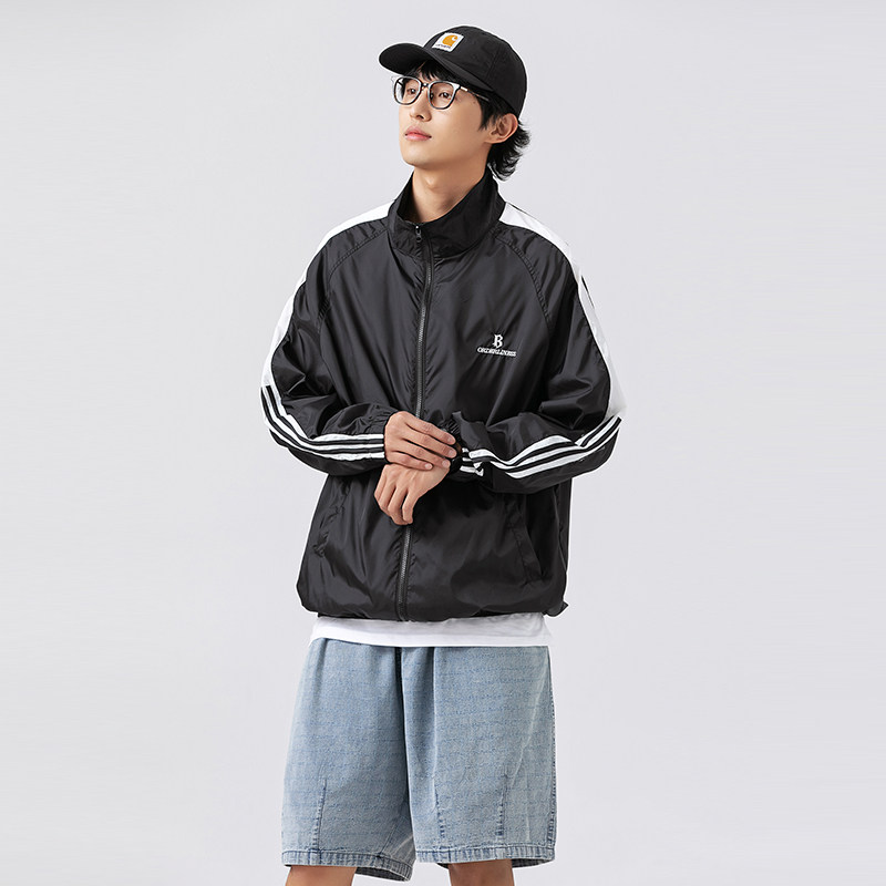 2026夏季新款男装撞色拼接宽松外套薄款透气立领防晒衣FSY10-F75,男装防晒衣,电商A101（原外27）