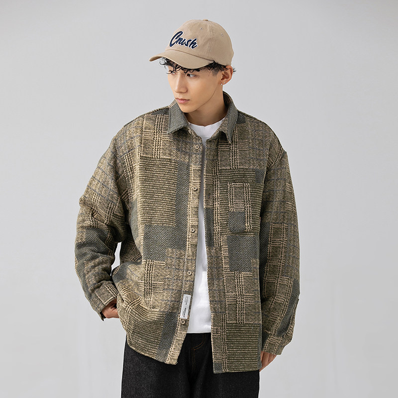 2026冬季新款男装日系宽松休闲加厚长袖衬衫外穿衬衣潮CS186-F95,男装衬衫,电商A101（原外27）